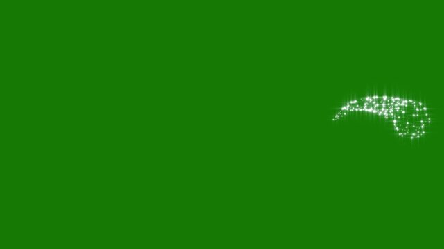 Retro cartoon 4k glitter sparkle stars motion, white twinkling particle burst line, magical pixie dust swirl, glowing light effect, vintage star sparkle vector doodles on green screen. overlay