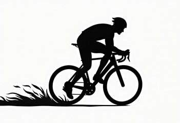 Naklejka premium Cyclist riding fast on road bike with motion blur effect