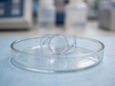 Transparent Intraocular Lens In Medical Dish Solution