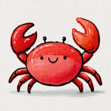 Cute red crab doodle illustration