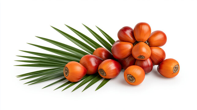 Oil Palm Fruit Harvest Isolated on White Background