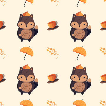 Seamless Pattern of Pixel Art Foxed