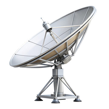 Modern white satellite communication dish antenna isolated on white background p n g a i generated white satellite dish