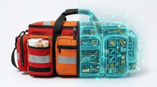 Digital Transformation Medical Trauma Kit Bag with Data Graphs