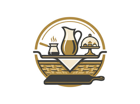 Hospitality emblem icon with house and heart