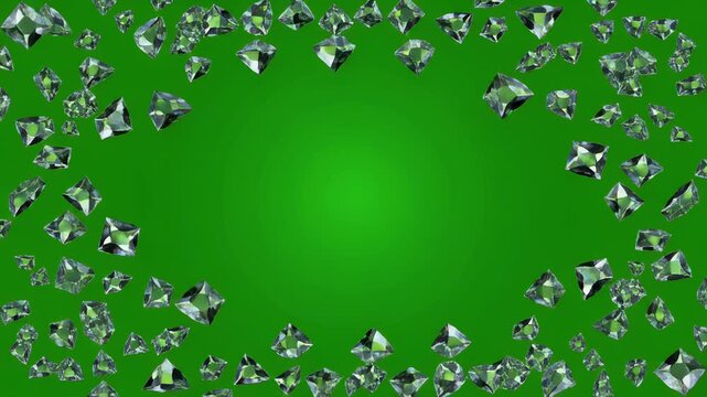 Green gradient background with repeating diamond pattern of tiny silver elements during a slow zoom out