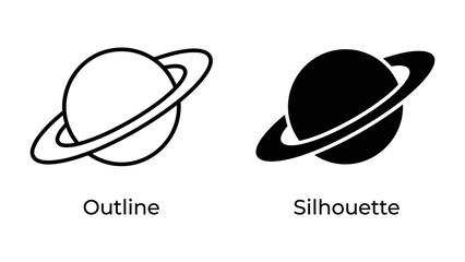 Saturn Outline and Silhouette Icons © Ashraful
