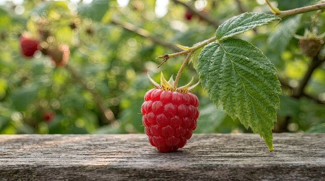 ripe raspberry on a branch