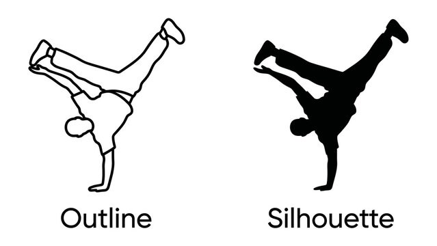 Breakdancer Outline and Silhouette