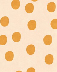Cute polka dot pattern, light cream paper background with mustard yellow hand drawn circles, simple nursery texture © Irina