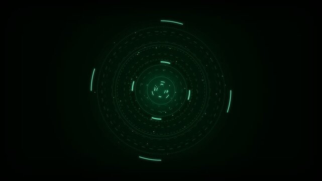 Green cyber AI matrix HUD interface technology background seamless loop 4k digital data radar motion graphics overlay