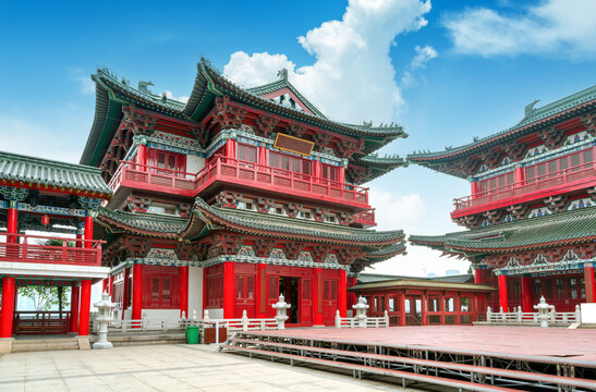 Traditional classical architecture by the river, Nanchang, China.