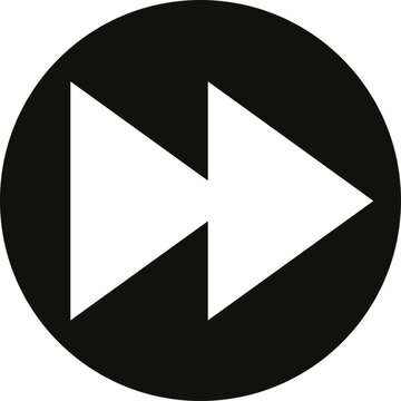 White fast forward media control symbol inside a circle isolated on transparent background