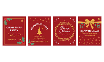 Festive christmas party invitation cards with holiday greetings and decorations © Saju