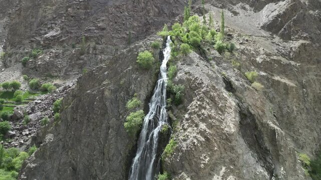 Aerial View Of Manthoka Waterfall, Skardu