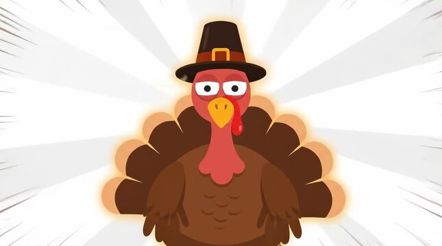 Funny cartoon turkey reacting for Thanksgiving