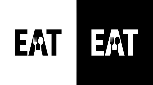 EAT logo design vector featuring a food-inspired symbol with custom typography and a distinctive letter mark, creating a friendly and memorable visual identity for food and dining brands.