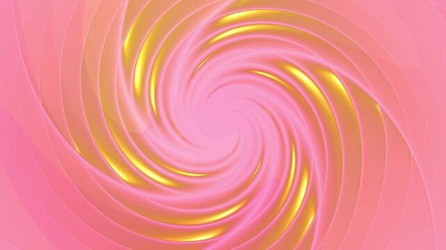 Soft pink and gold spiral with glowing curved lines flowing toward a central vortex. Ideal for motion graphics, digital backgrounds, luxury designs, presentations, wallpapers and visual effects.