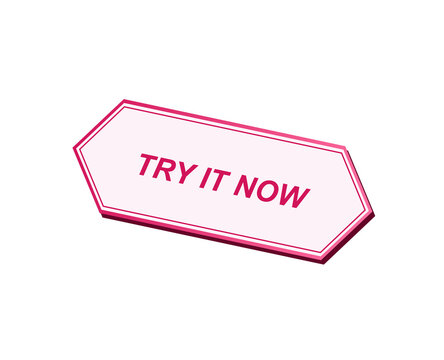 Neon pink try it now button isolated on black background