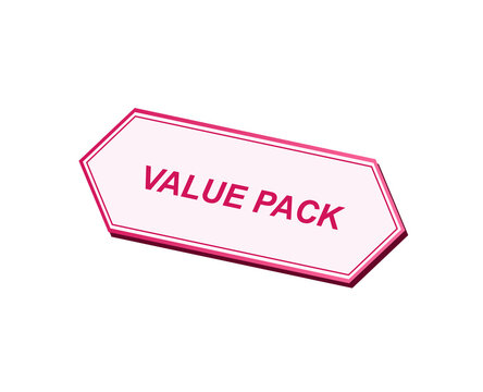 Value pack sticker label isolated on a solid black background