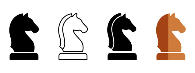 Chess Knight Icon Set for Strategy Game and Competition © maxsabbir07