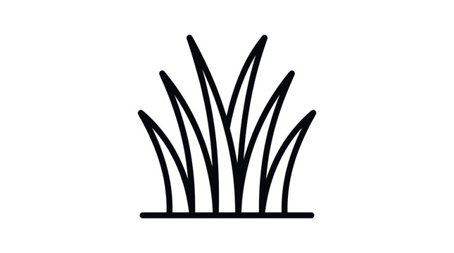 Green grass patch line icon vector