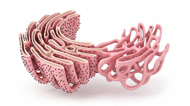 Endoplasmic reticulum structure 3D illustration white background