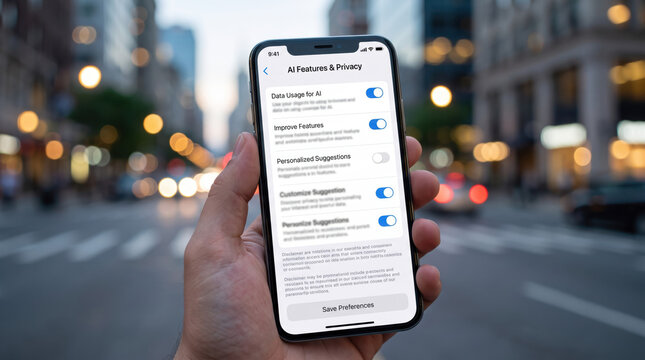 Smartphone privacy controls: consent management, tracking transparency, opt-in, data residency, GDPR compliance.