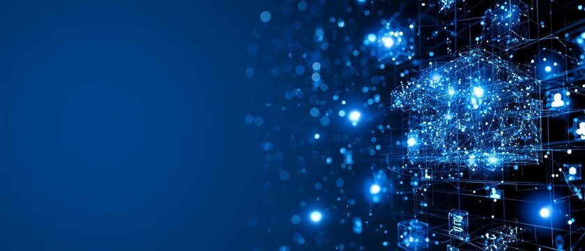 Abstract digital network visualization representing global erp integration and cloud solutions in business systems
