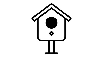 Obraz premium Wooden birdhouse bird shelter line icon vector