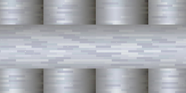 Abstract grey metallic background with a central horizontal band of rectangle pattern and mirrored top bottom sections.