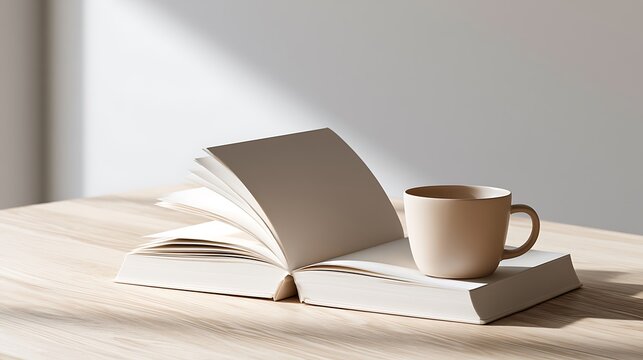 coffee cup on books, reading concept