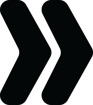 Rounded Double Chevron Arrow Pointing Right, Black Fast Forward and Navigation UI Icon, Scalable