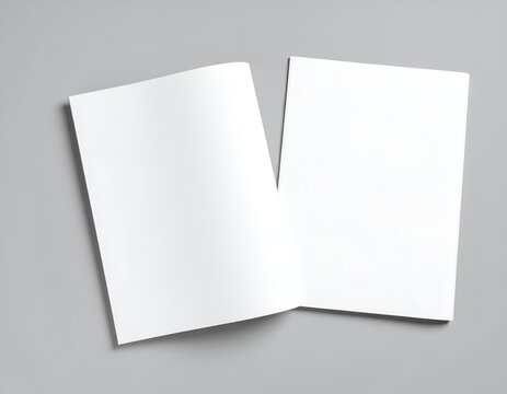 Blank Open Brochure Mockup on Gray Background.