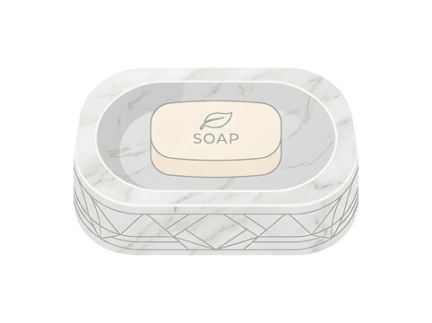 Marble soap dish with bar of soap
