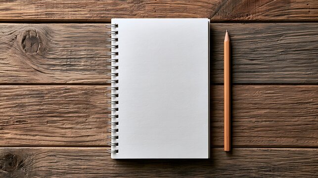 spiral notebook and pencil on wooden desk