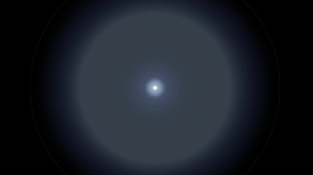 Abstract Glowing Sphere Pulsing With Concentric Rings On Black Background, Minimalist Sci-Fi Radar Ping Or Digital Sonar Animation For Technology Concepts