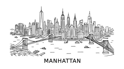 Naklejka premium Manhattan Skyline