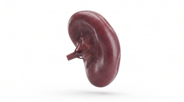 Human Spleen Anatomical Structure with Blood Vessels Isolated on White Background