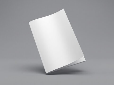 Floating blank magazine mockup isolated on solid grey background.