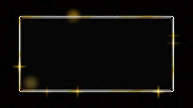 Elegant Gold and White Frames on Black Background with Bokeh, Festive Premium Design Template