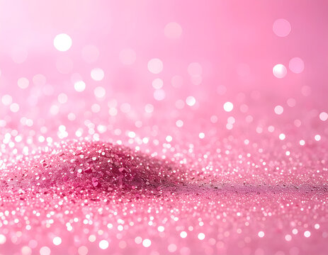 Sparkling Pink Glitter Background with Bokeh Lights.