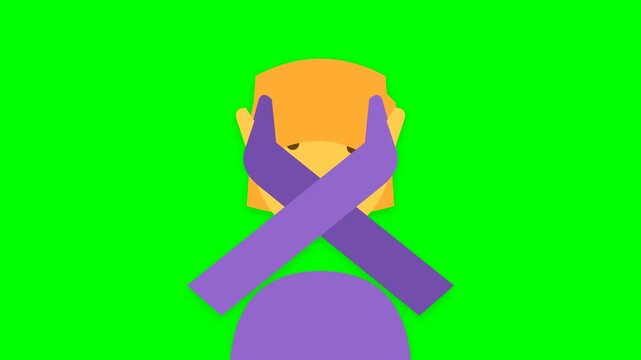Person captured in flat vector style holds their head with both arms in a gesture of stress or overwhelming pressure against a vivid green backdrop.