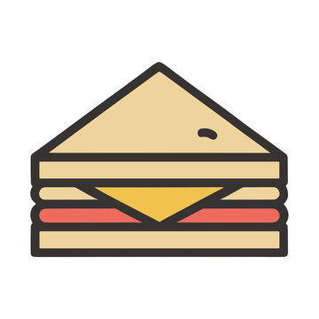 Triangle sandwich with cheese and ham icon