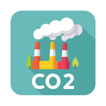 Colorful Factory Emitting CO2 Smoke