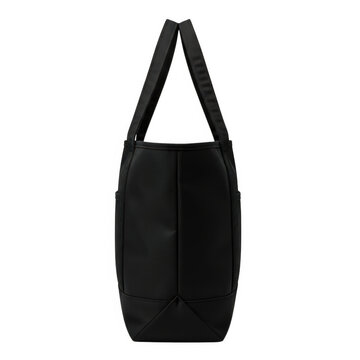 Black shoulder bag with drawstring closure