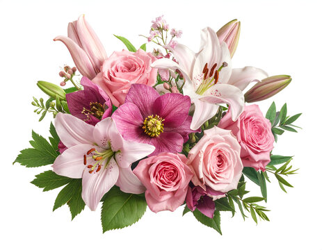 Beautiful Pink Floral Arrangement with Roses and Lilies.