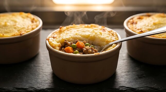 Shepherd pie in ceramic bowls
