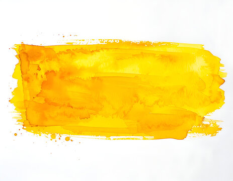 Vibrant Yellow Watercolor Brush Stroke Texture Background.
