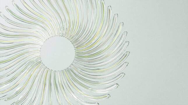 Radial 3D glass tendrils forming a sunburst pattern
